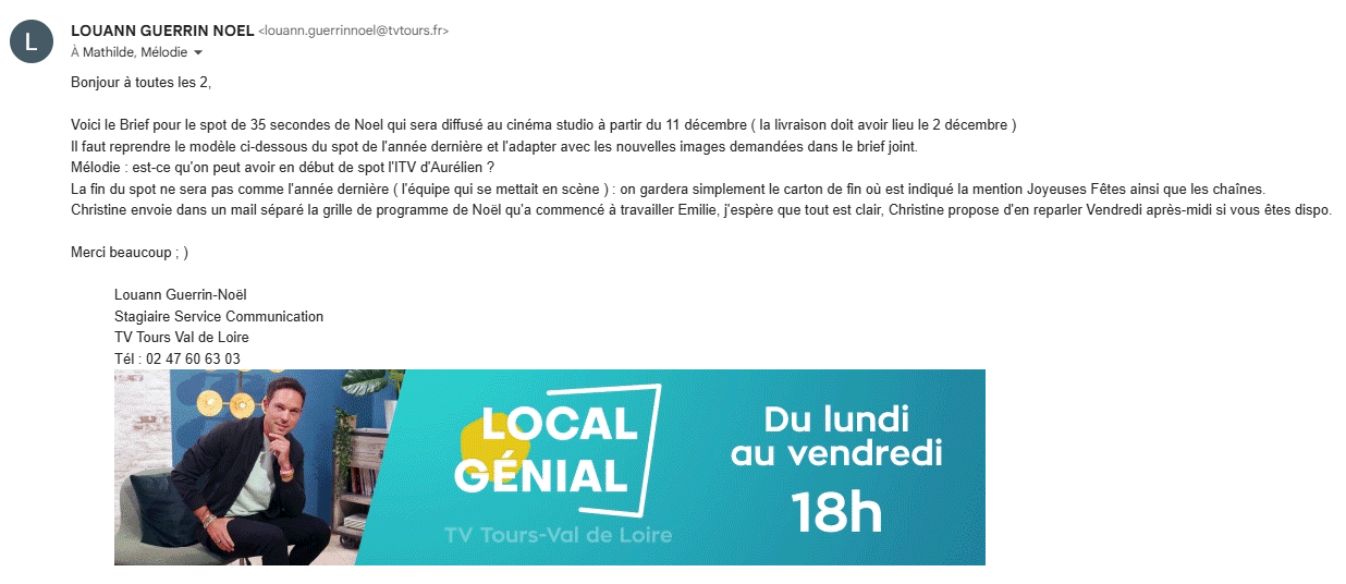 Et j'ai envoyé un mail